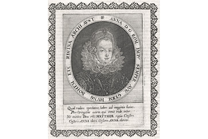 Anna Tyrolská, Merian,  mědiryt, (1650)
