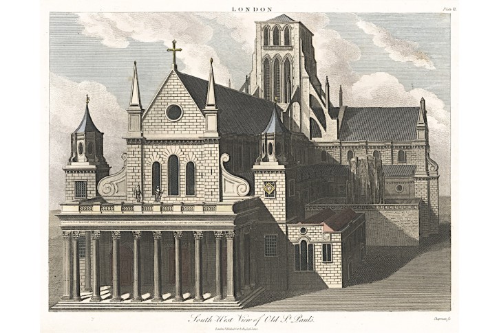 London St. Paul, kolor. mědiryt, 1814