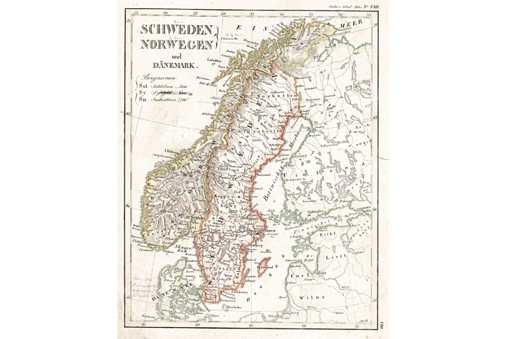 Schweden Norwegen, Stieler,  oceloryt, 1845