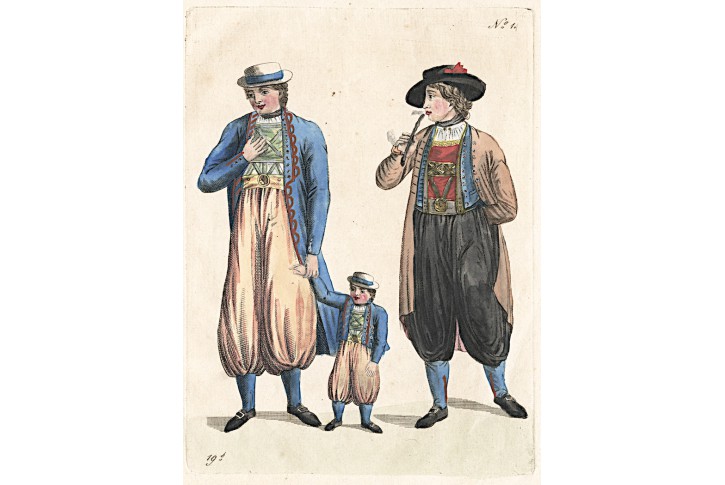 Kroj Čechy, kolor. mědiryt , (1790)