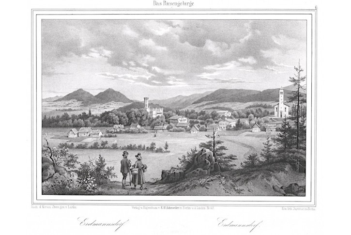Myslakovice - Erdmannsdorf, litografie, 1845