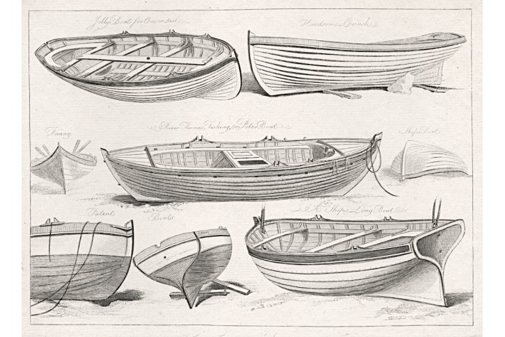 člun čluny, mědiryt, 1808 