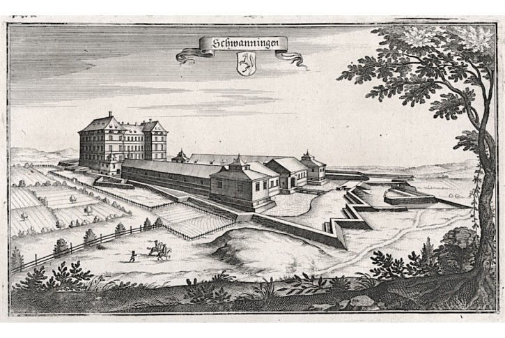 Schwanningen, Merian,  mědiryt,  1648