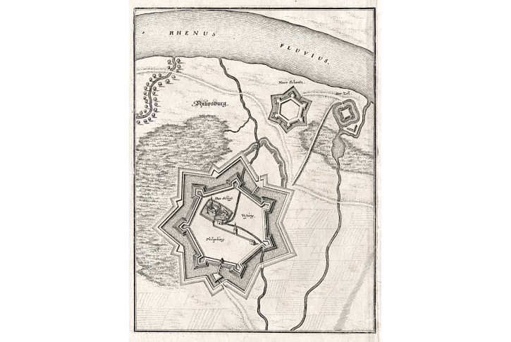 Üdenheim - Philipsburg, Merian,  mědiryt,  1638
