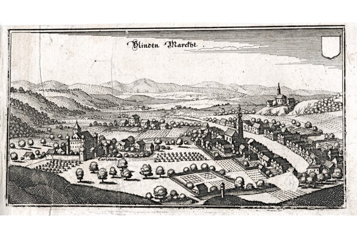 Blindenmarkt bei Ybbs , Merian,  mědiryt,  1649