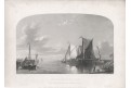 Lodě přístav, oceloryt, 1850