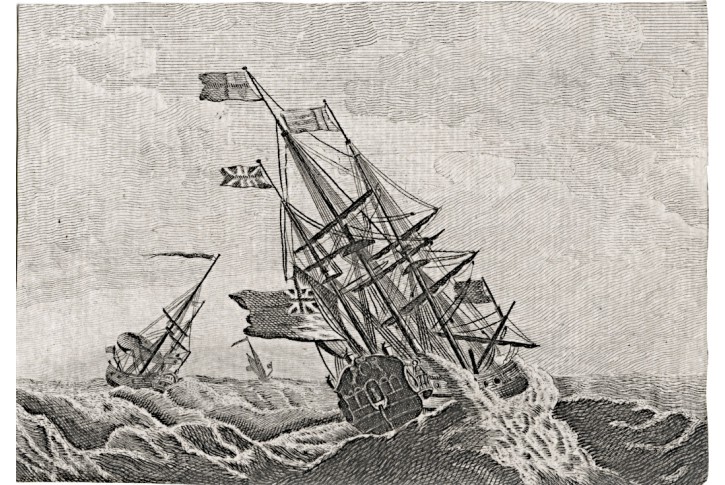 Loď plachetnice, mědiryt , (1780)