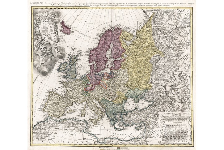 Homann Erben : Europa, mědiryt, 1743
