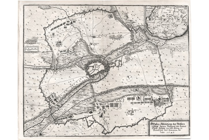 Aire sur la / Pas de Calais, Merian, mědiryt, 1643