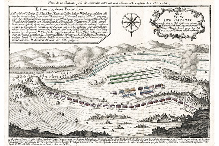 Raspe.: Lovosice bitva 3., mědiryt 1764