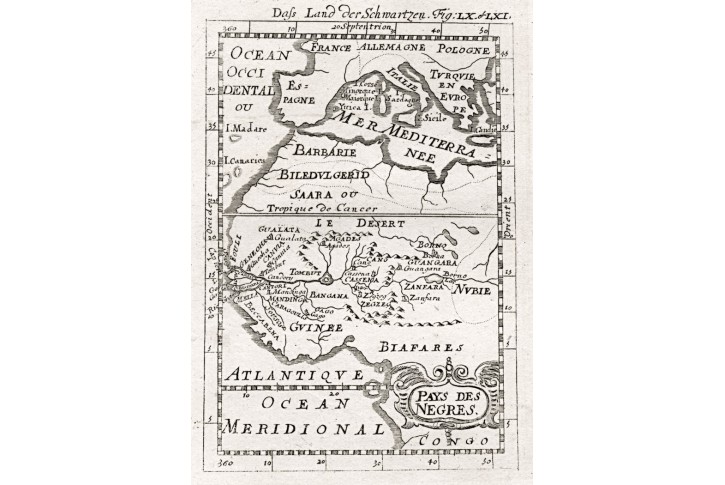 Afrika sever, Mallet, mědiryt, 1719