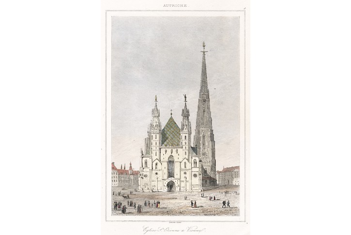 Wien, Stephansdom, Le Bas,kolor.  oceloryt 1842