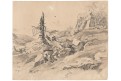 Krajina v horách, kresba, (1850)