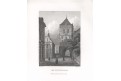 Praha Prašná brána, Haase, oceloryt (1840)