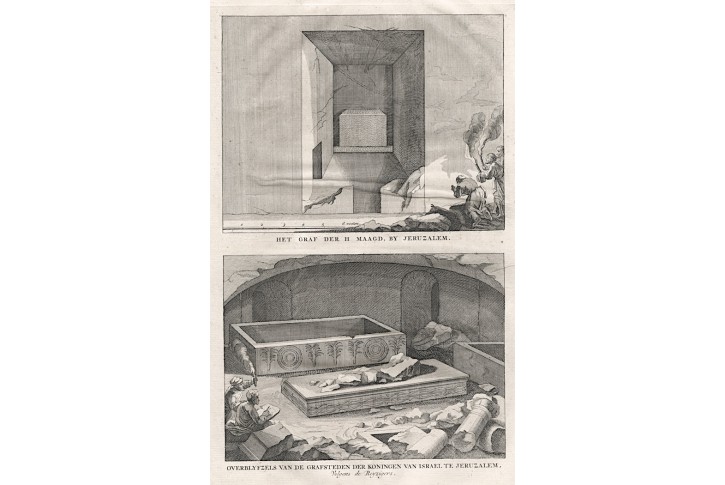 Jeruzalém hrob Panny Marie , Calmet, mědiryt, 1715