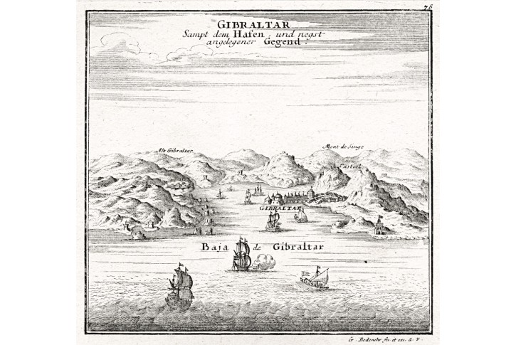 Gibraltar, Bodenehr, mědiryt, 1720