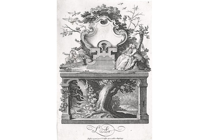 Vzduch Lov Alegorie, Nilson, mědiryt (1760)