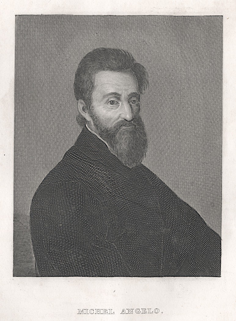 Michelangelo Buonarroti, oceloryt, 1846 Antikvariát