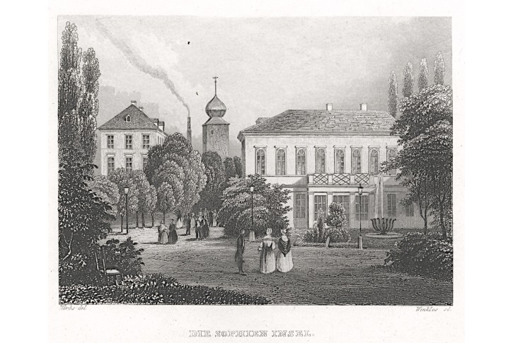 Praha Žofín, Haase, oceloryt (1840)