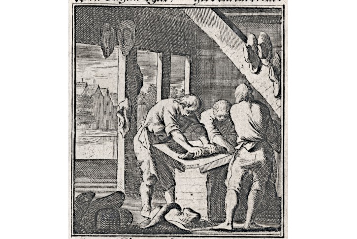 Kloboučník klobouk, mědiryt, 1711