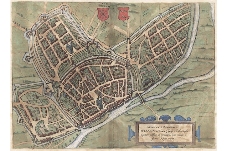 Wesel, Braun Hogenberg, kolor. mědiryt, 1612