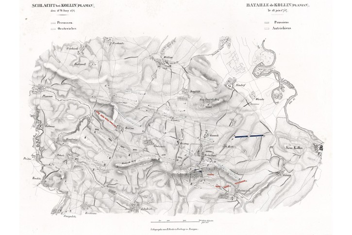 Kolín Plaňany bitva, Herder, litografie, 1831