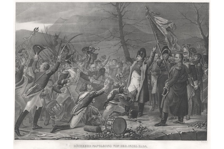 Napoleon návrat z Elby, litografie, (1840)