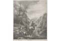 pastýři s dobytkem, dle Berchema, mědiryt, (1720)
