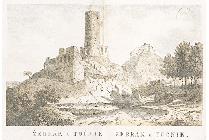 Žebrák a Točník,litografie, (1860)