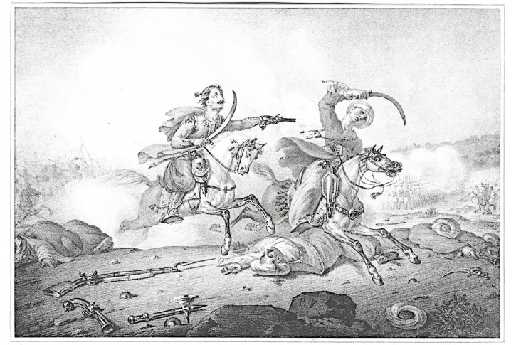 Bitva s Turky, litografie (1830)