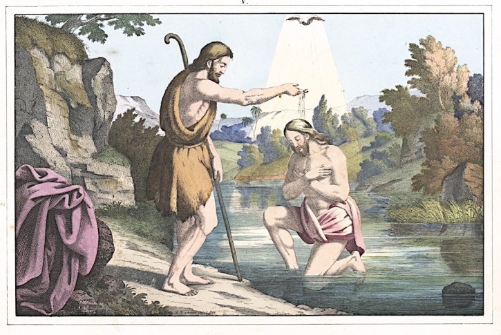 Ježíšův křest, kolor. litogr., 1860