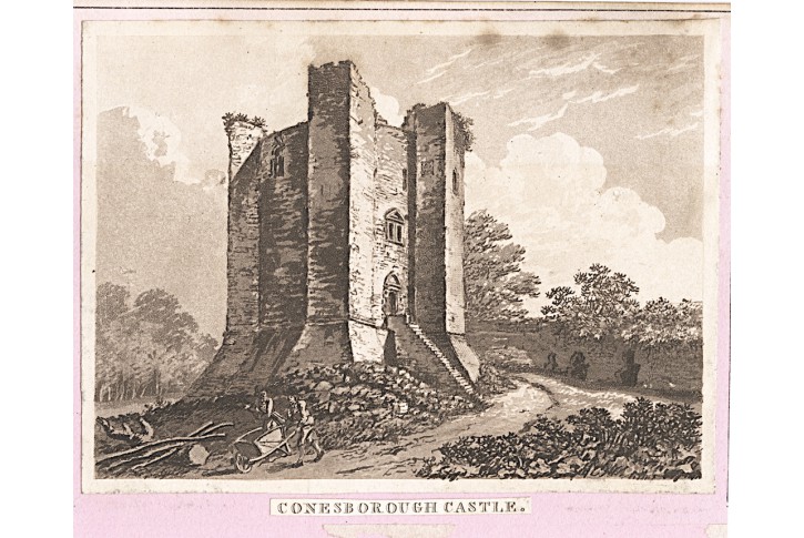 Conesborough Castle, akvatinta, (1820)