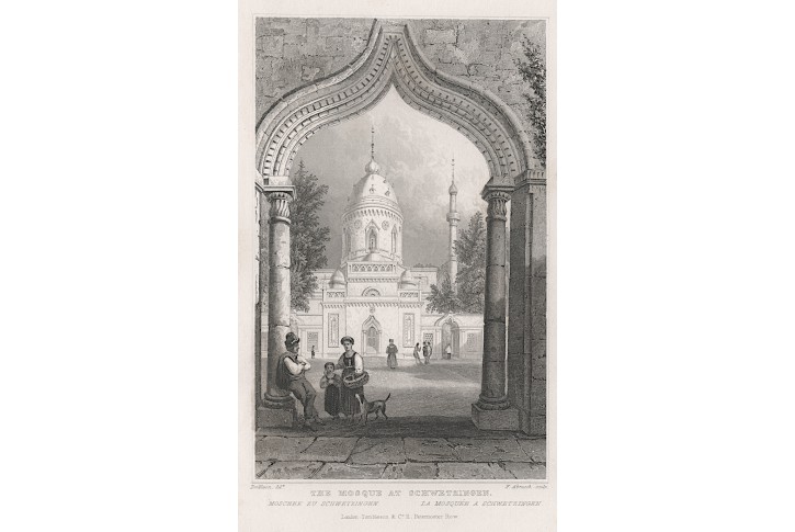 Schwetzingen Moschee, oceloryt, 1840