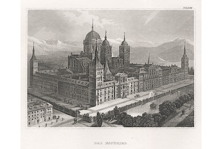 ESCORIAL Španělsko, Meyer, oceloryt, 1850