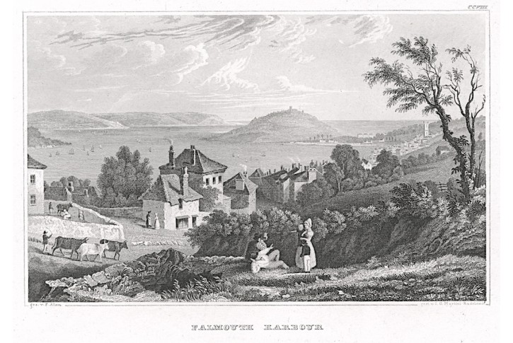 Falmouth Harbour, Meyer, oceloryt, 1850