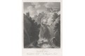 Tivoli vodopád, Payne, oceloryt (1860)