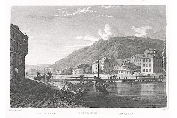 Bad Ems, Tombleson, oceloryt, (1840)