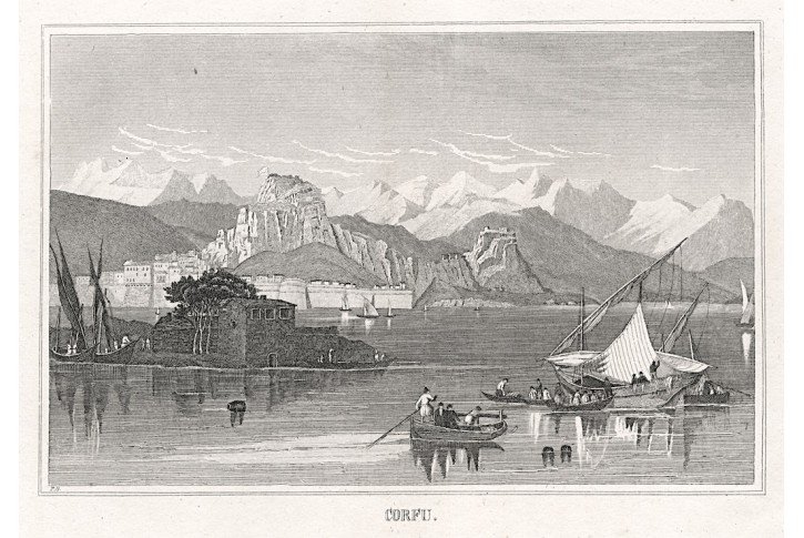 Corfu, Strahlheim, mědiryt, 1837