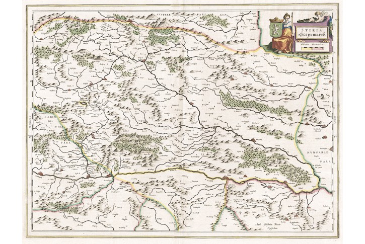 Blaeu W. J.: Stiria Steyrmarck,  mědiryt, (1640)