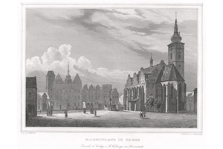 Tábor náměstí , Lange, oceloryt, 1842