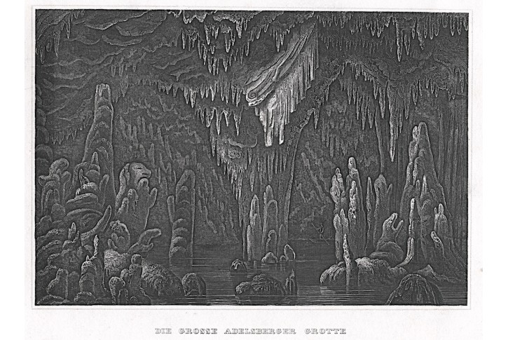 Postojna Slovinsko, Meyer, oceloryt, 1850