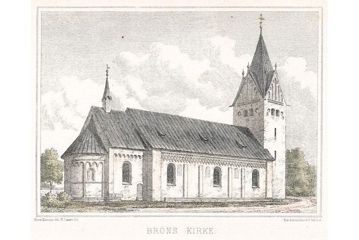 Brøns Kirke - Skærbæk, litografie, (1850)
