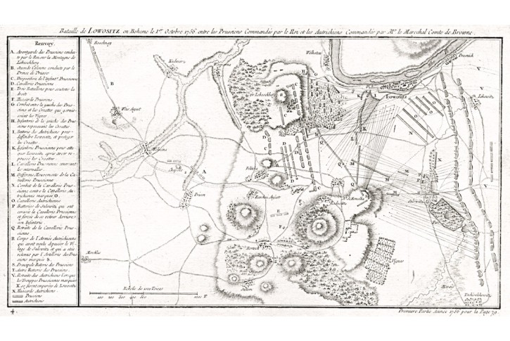 Lovosice bitva, mědiryt, 1758