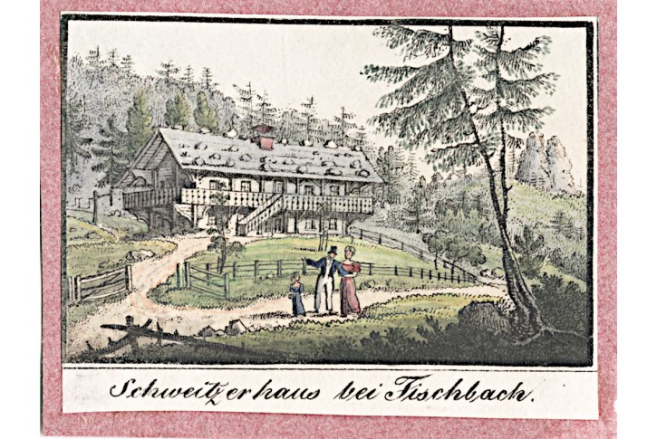 Fischbach Schweizerhaus, kolor, litografie, (1850)