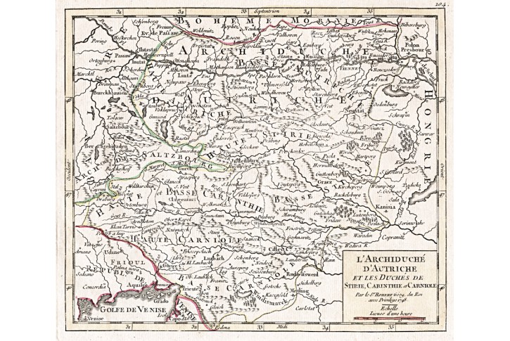 Vaugondy, Autriche, mědiryt 1748
