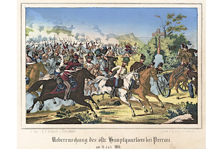 Přerov bitva, Oeser, Litografie, 1870
