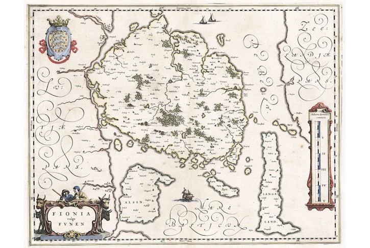 Blaeu : Fionia, kolor. mědiryt, (1640)