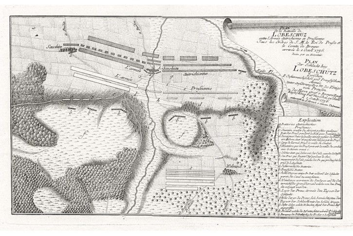Lovosice  bitva, mědiryt (1760)