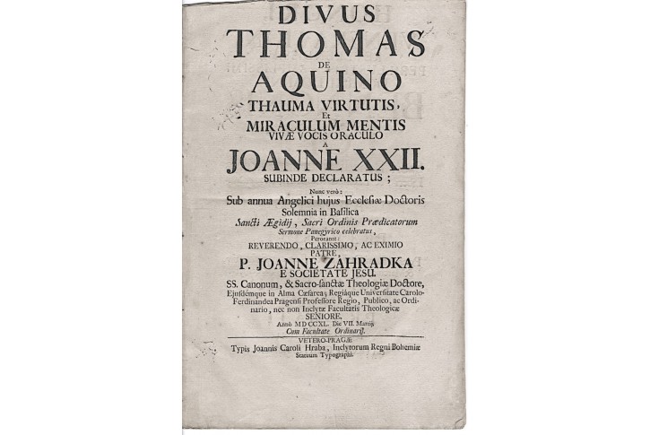 Zahrádka J., Divus Thomas de Aquino, Pragae 1740