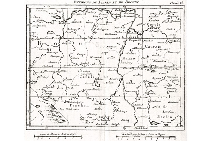 Plzeň Bechyně, mědiryt, (1860)